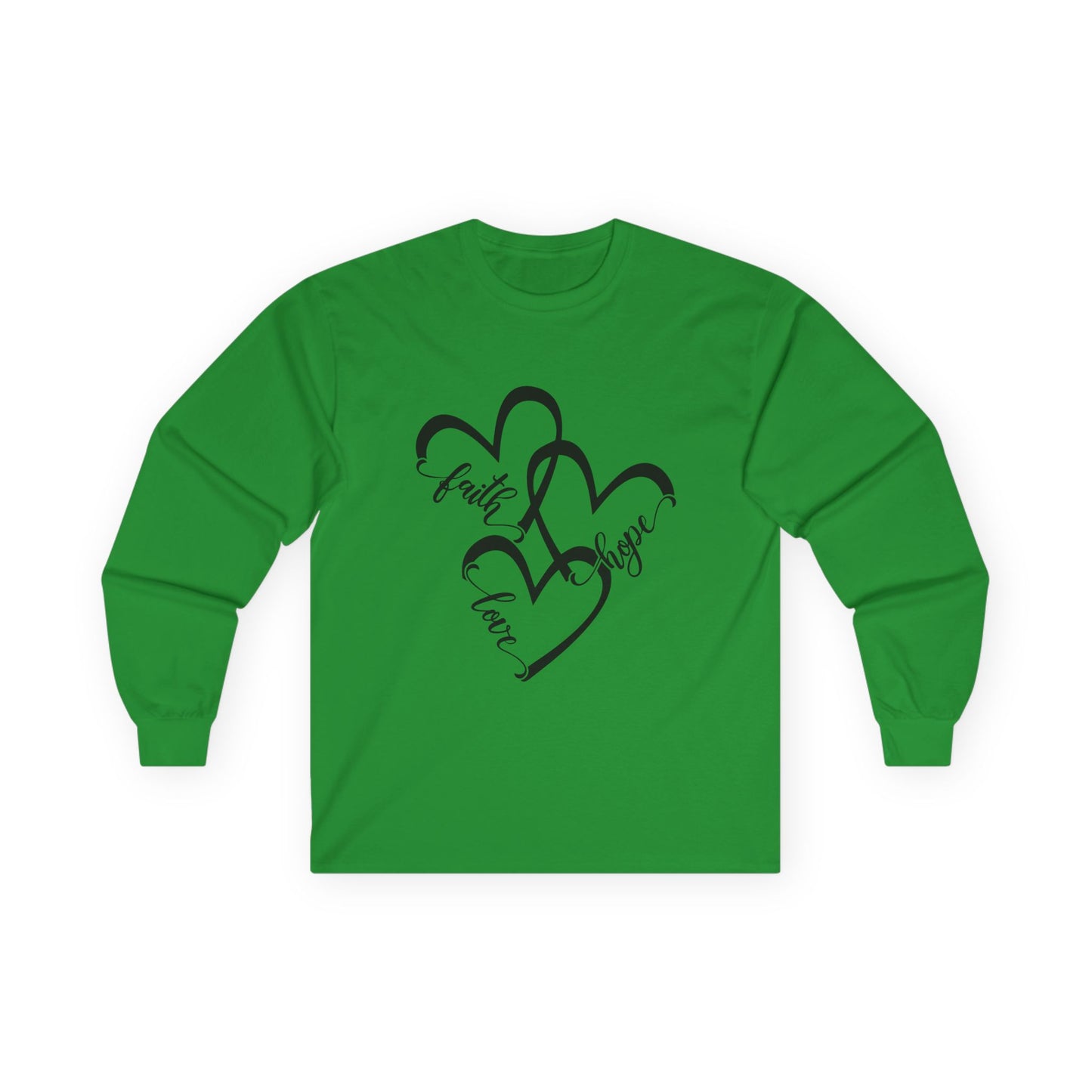Faith Hope Love Long Sleeve Tee, Unisex Cotton Shirt