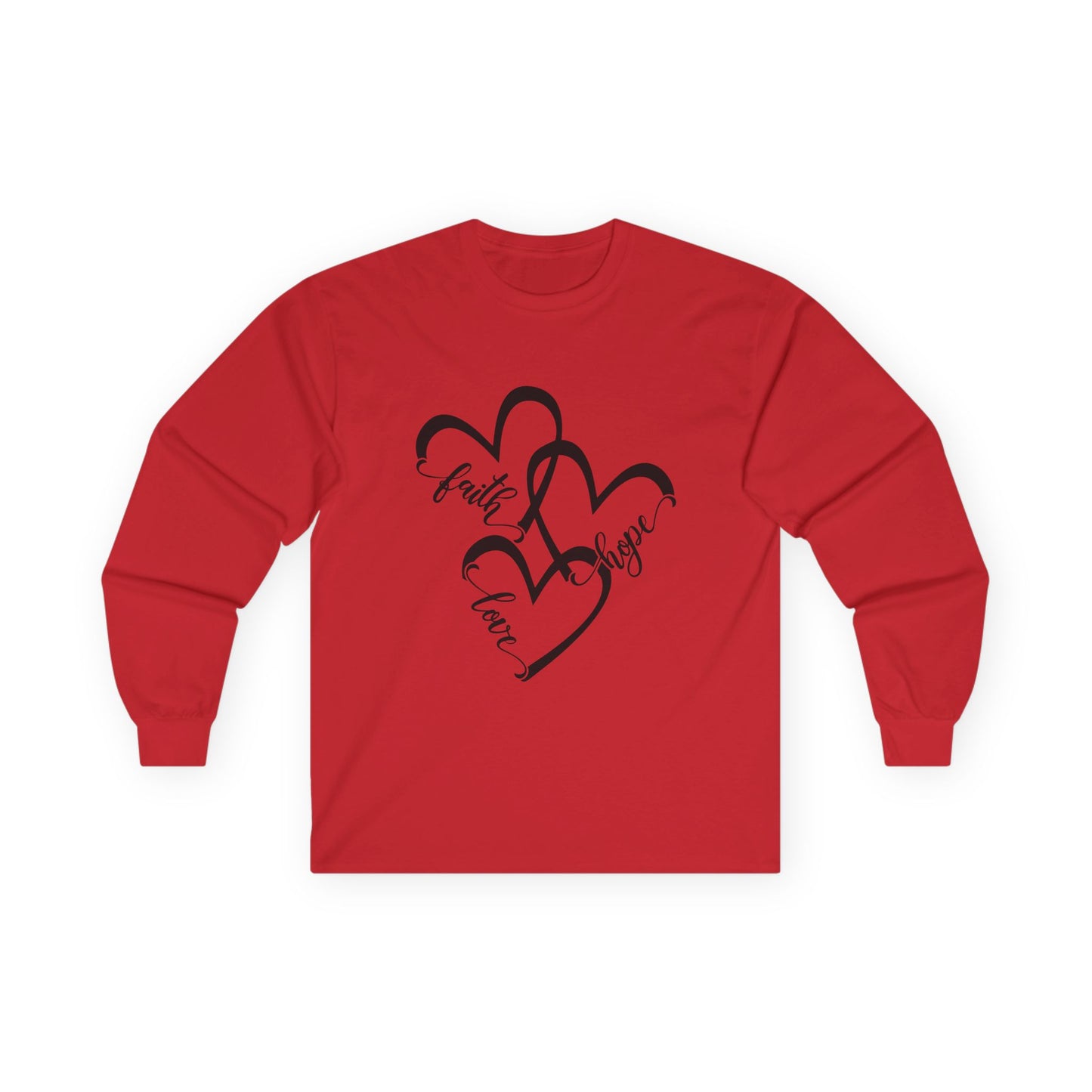 Faith Hope Love Long Sleeve Tee, Unisex Cotton Shirt