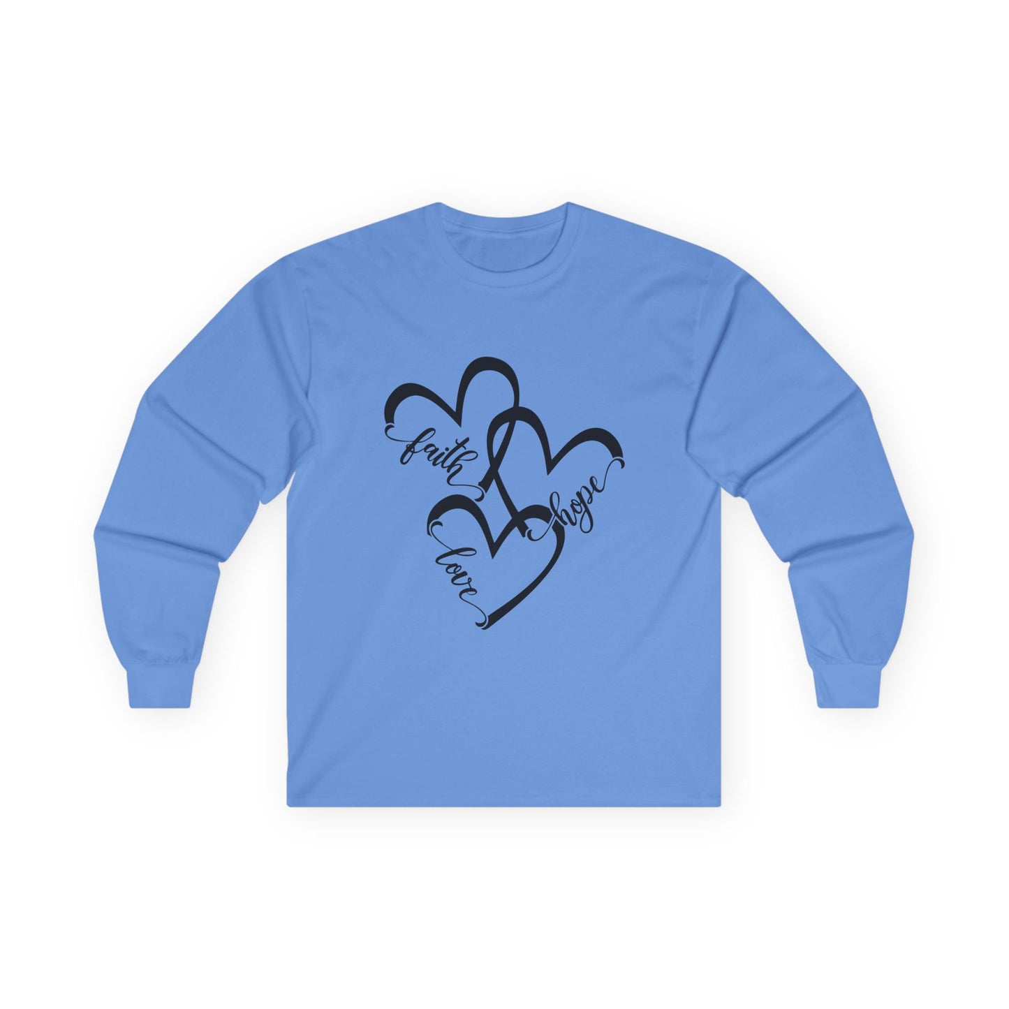 Faith Hope Love Long Sleeve Tee, Unisex Cotton Shirt