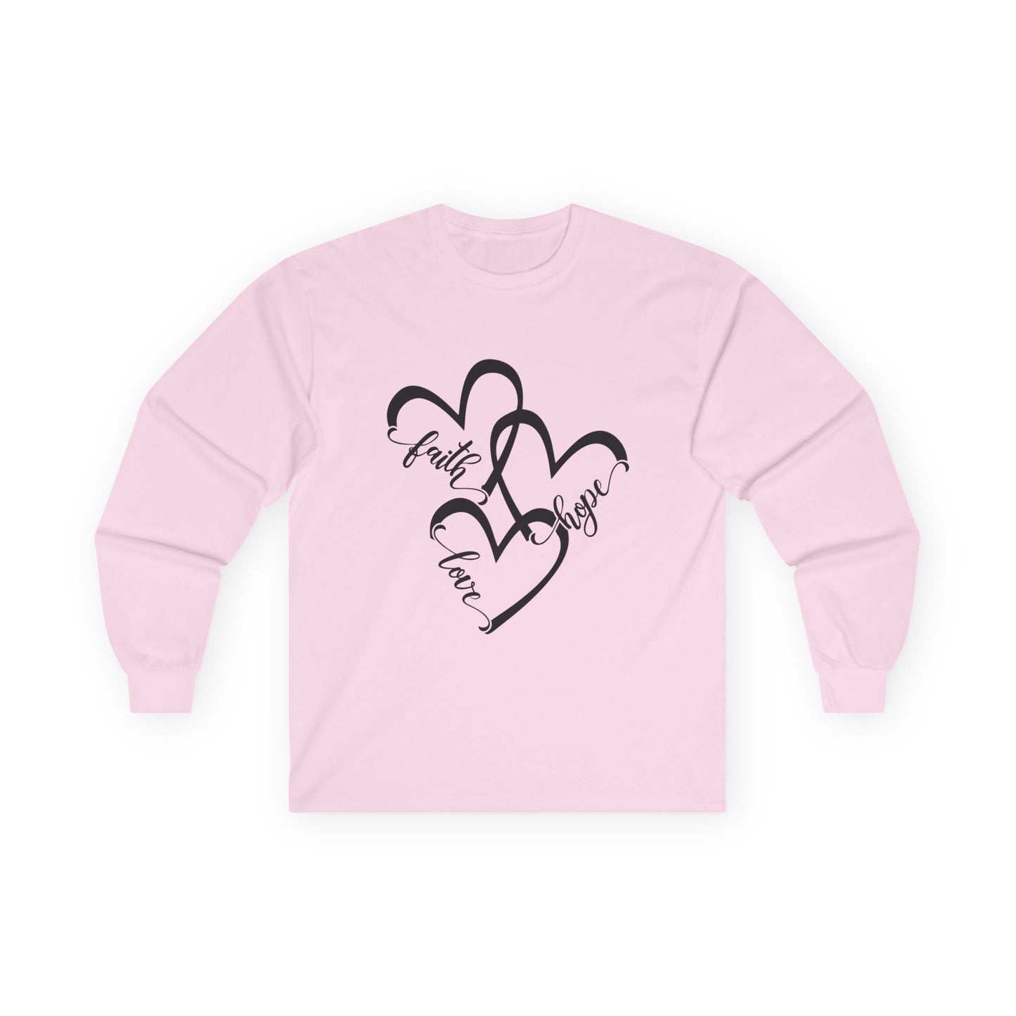 Faith Hope Love Long Sleeve Tee, Unisex Cotton Shirt