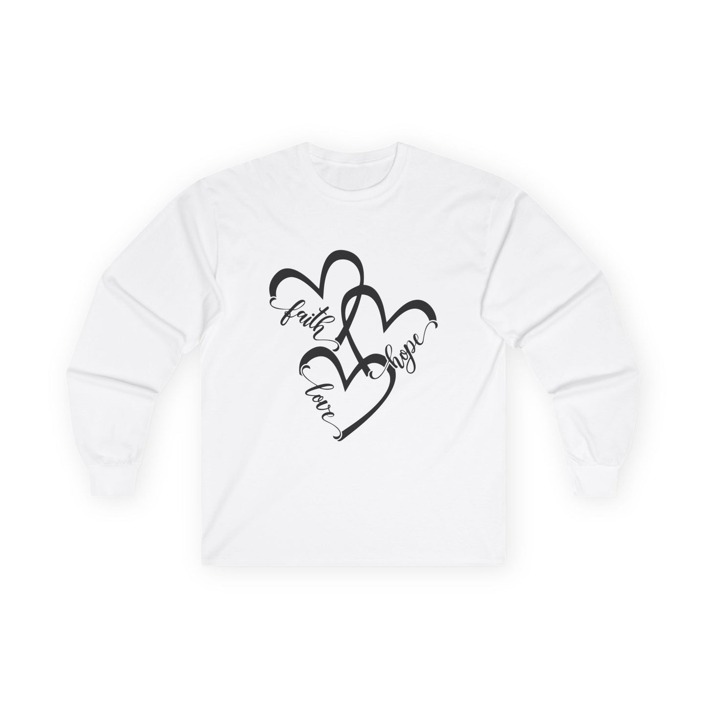 Faith Hope Love Long Sleeve Tee, Unisex Cotton Shirt