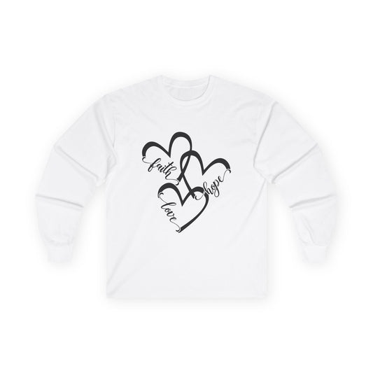 Faith Hope Love Long Sleeve Tee, Unisex Cotton Shirt